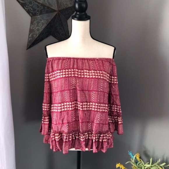Lucky Brand Off The Shoulder Blouse Pink Sz Small - Picture 1 of 7